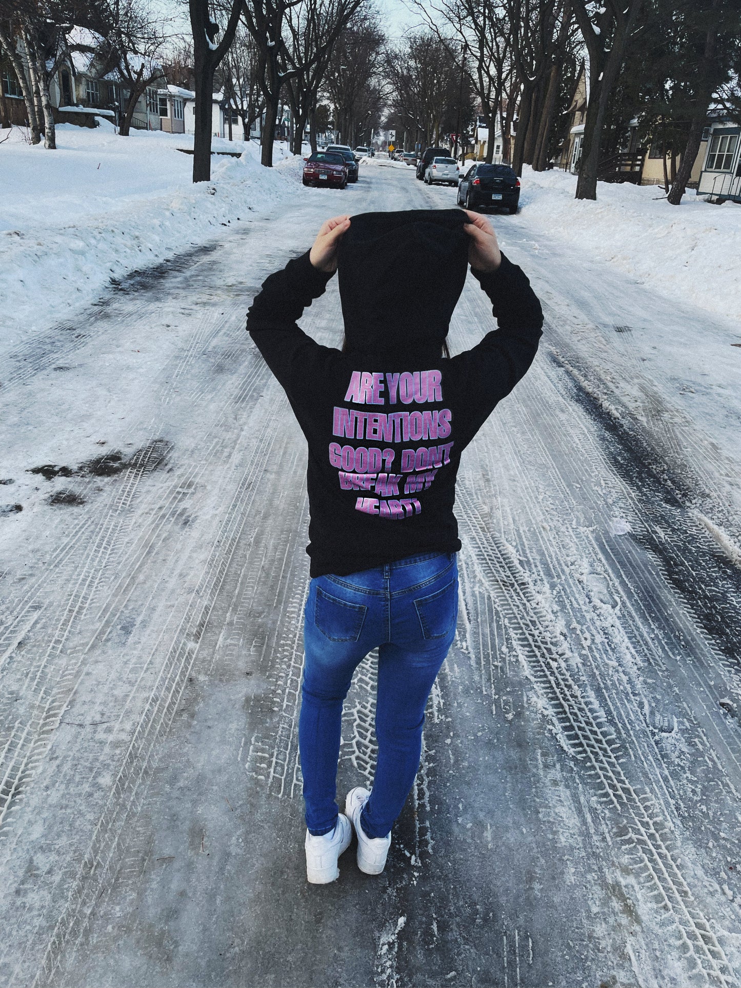 FEMALE HBK "INTENTIONS" HOODIE BLACK/PINK/BLUE