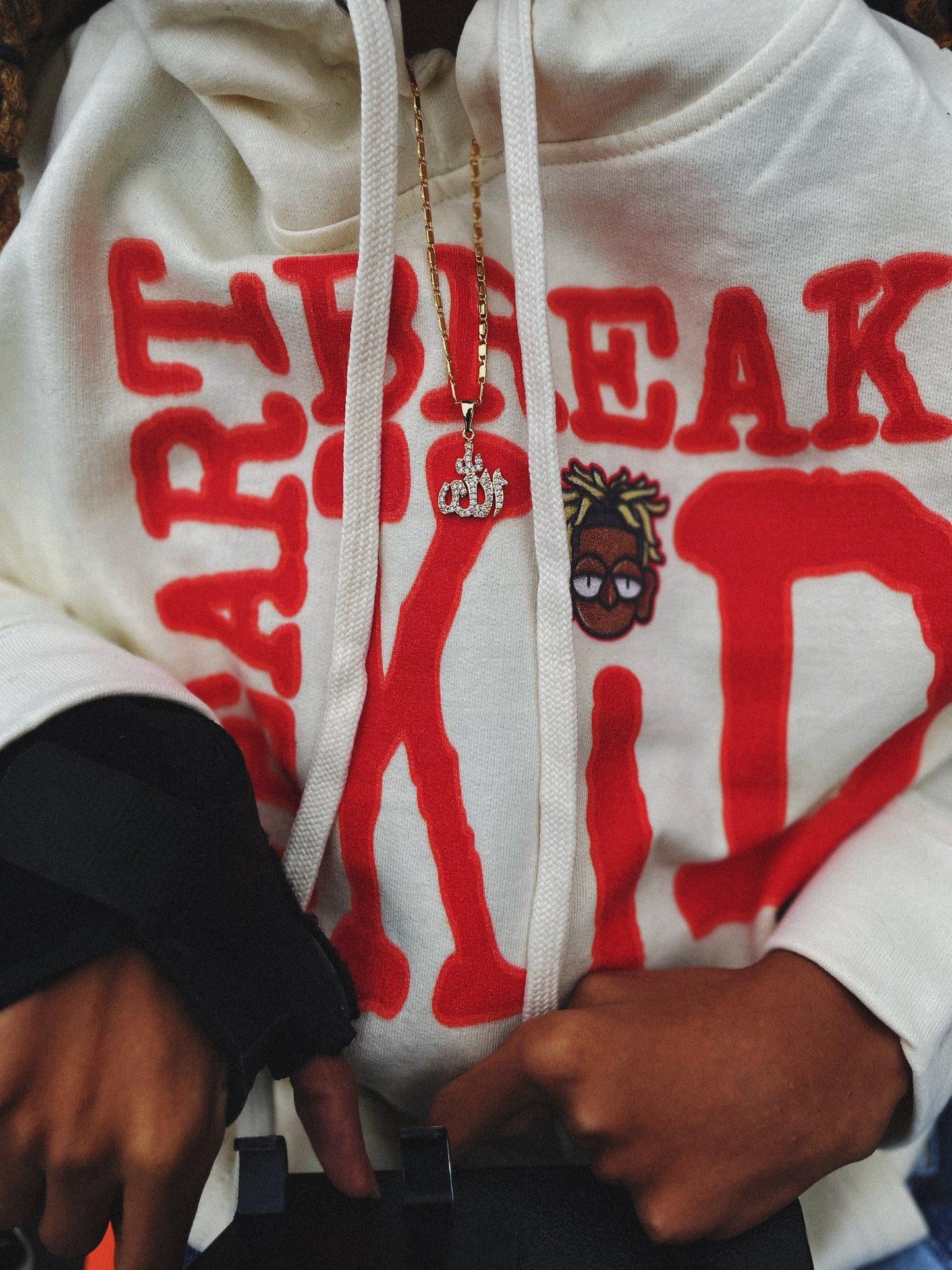 OFF WHITE/RED KID APPROVED HOODIE